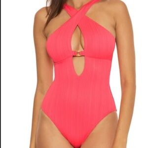 Becca 2 PIECES Swimsuit + Skirt Pink Medium